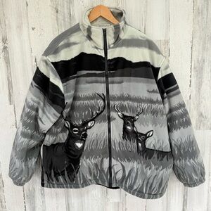 CW Classics Men’s Size XL All Over Pattern Deer Full Zip Heavy Fleece Jacket